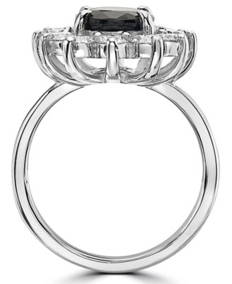 EFFY&reg; Sapphire (2-7/8 ct. t.w.) & Diamond (1-3/8 ct. t.w.) Halo Statement Ring in 14k White Gold