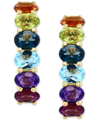 EFFY&reg; Multi-Gemstone (2-1/8 ct. t.w.) Hoop Earrings in 14k Gold