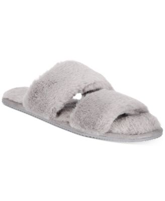 Photo 1 of SIZE LARGE 9-10 Alfani Women's Faux Fur Slide Boxed Slippers Gray, Created for Macy's
