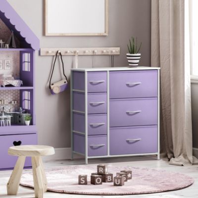 Dresser with 7 Drawers - Storage Organizer with Steel Frame, Wood Top, Handles, Fabric Bins