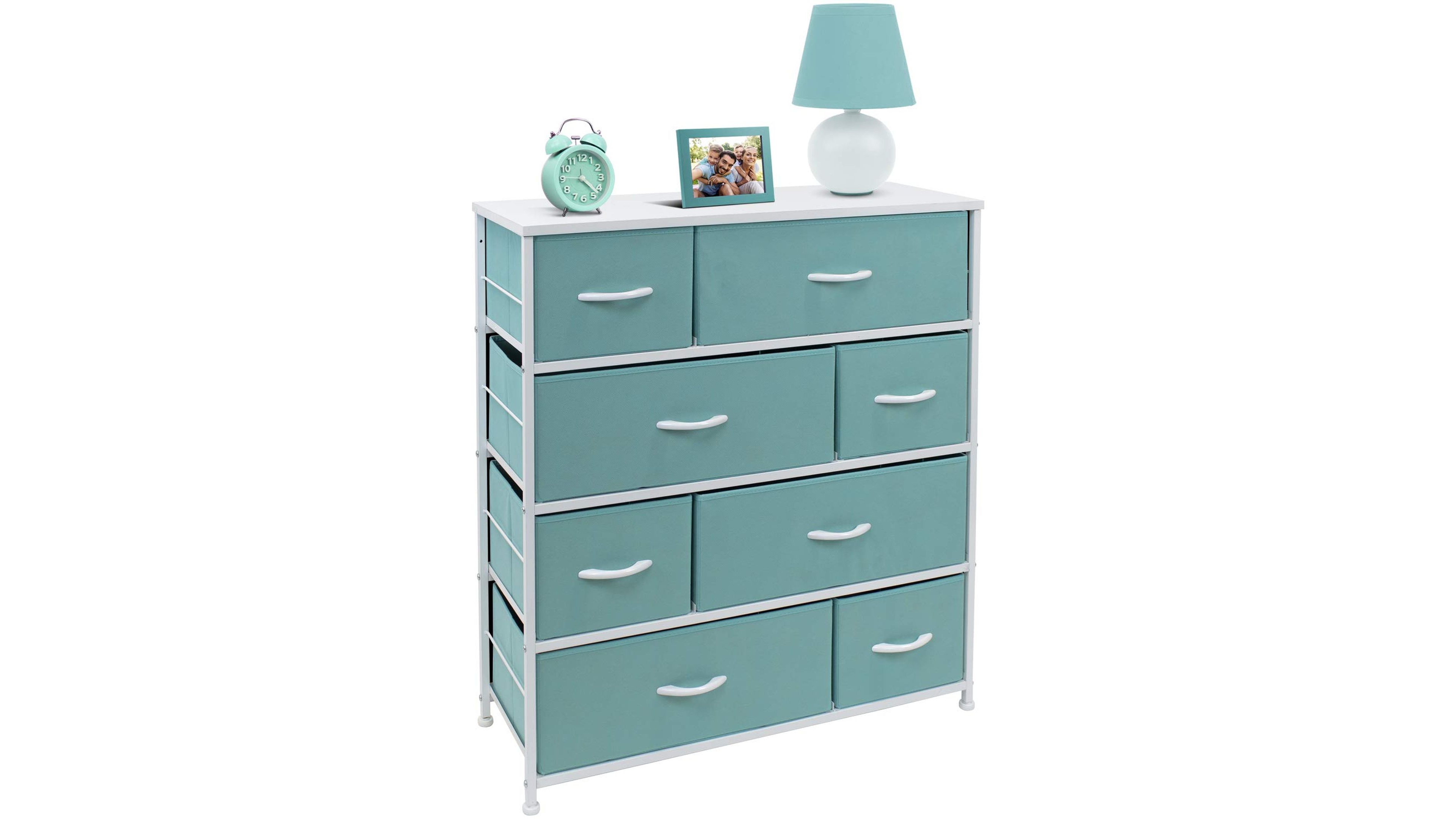 Sorbus Dresser with 8 Drawers - Storage Chest Organizer Steel Frame, Wood Top, Handles, Fabric Bins