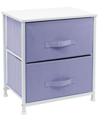 Nightstand with 2 Drawers - Steel Frame, Wood Top & Easy Pull Fabric Bins - Great for Home, Bedroom, Office & College Dorm