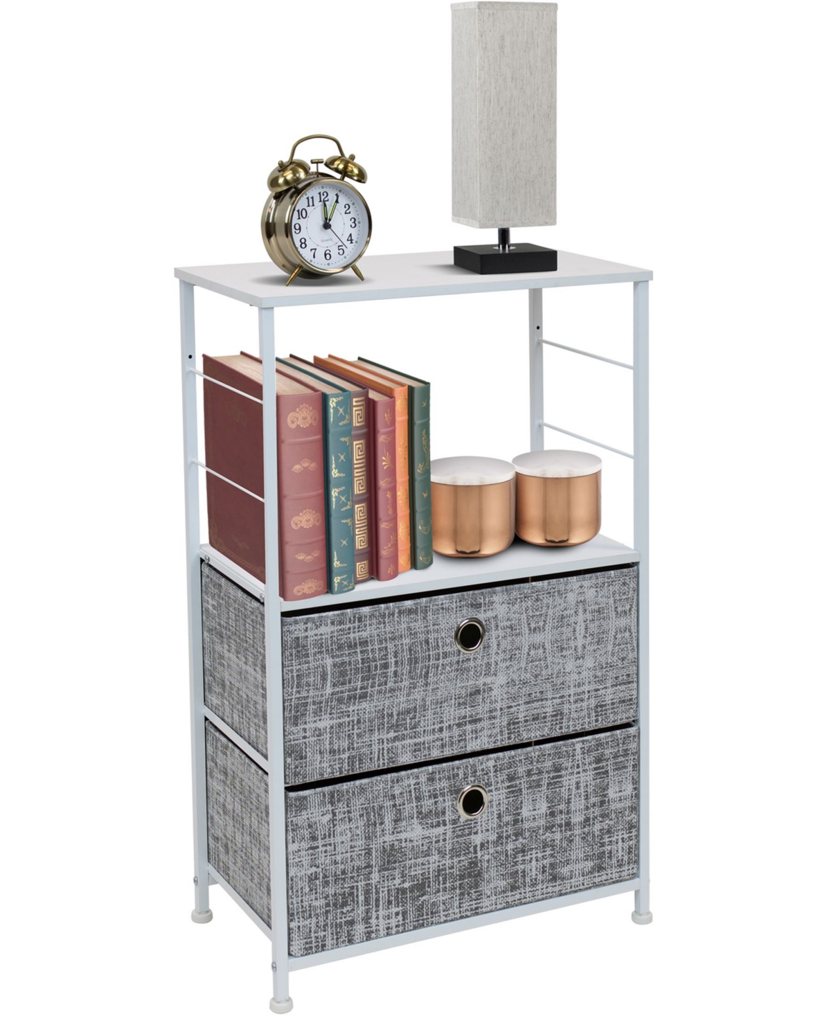 Shop Sorbus End Table With 2-drawers In Gray,white
