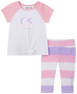 Calvin Klein Little Girls Tie-Front Baseball T-shirt and Capri Legging Set