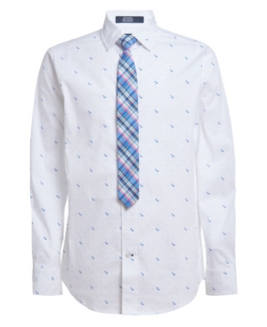 Tommy Hilfiger Big Boys Husky Stretch Shirt and Tie Set