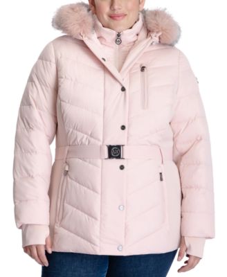 macys pink faux fur coat