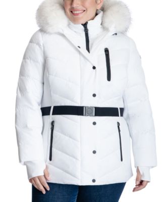 Michael Kors Women's Plus Size Faux-Fur-Trim Hooded Puffer Coat ...