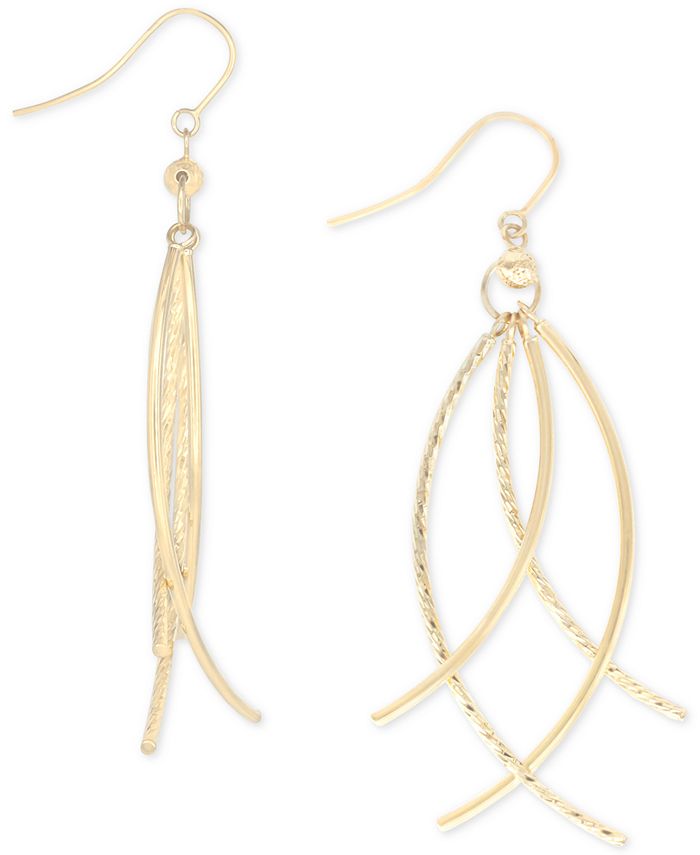 Macy's - Polished & Textured Curved Bar Drop Earrings in 10k Gold