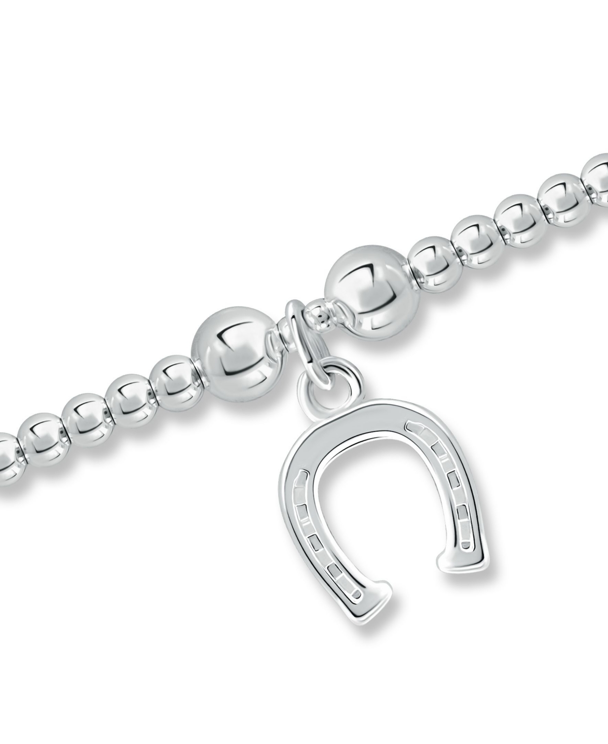 Bead Horse Shoe Charm Bracelet Plate - Silver