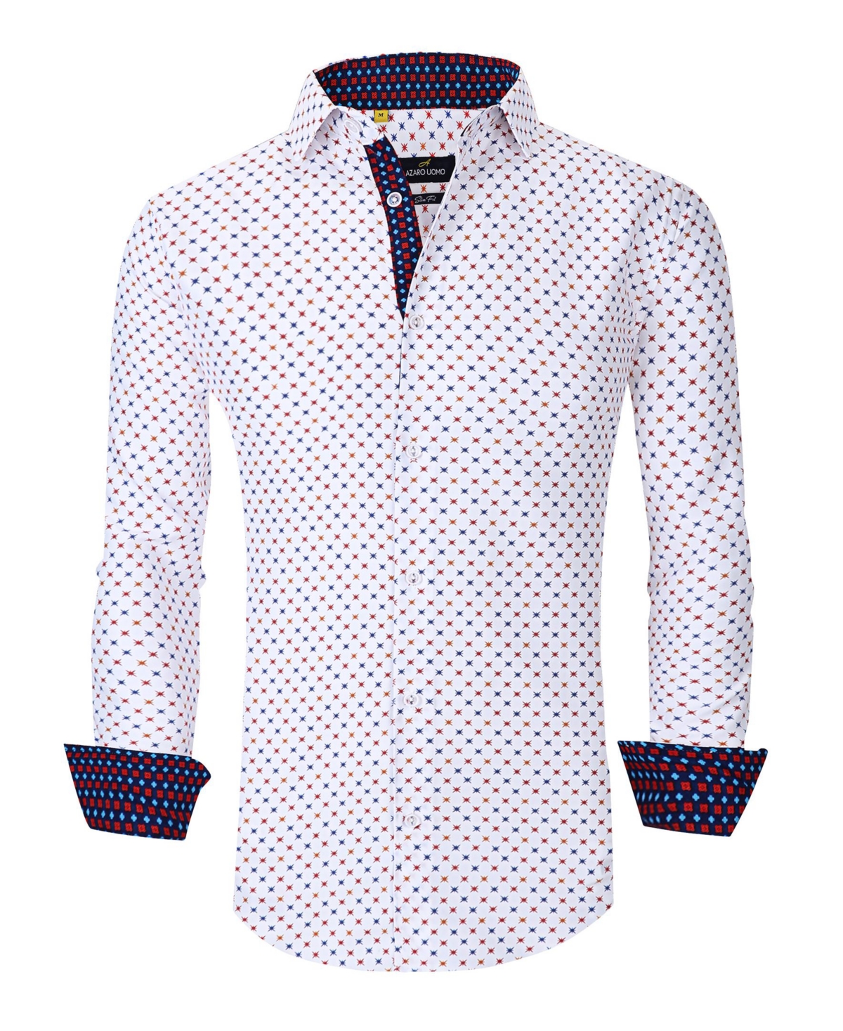 Men's Slim Fit Business Nautical Button Down Dress Shirt - White