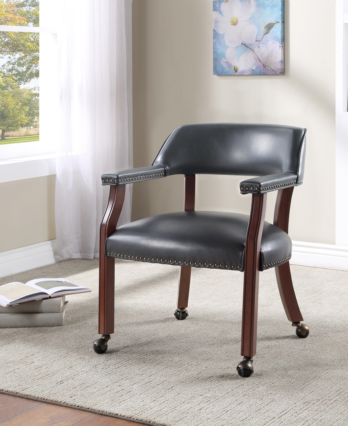 Comfort Pointe Cavett Caster Game Chair In Dark Gray