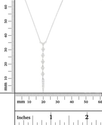 Cubic Zirconia Triangle Lariat Necklace in Sterling Silver, 16" + 2" extender