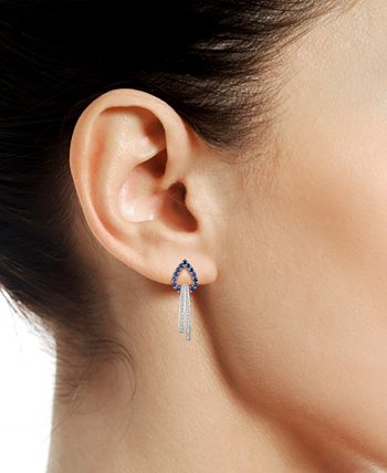 Macy's - Sapphire (1/2 ct. t.w.) & Diamond (1/4 ct. t.w.) Looped Drop Earrings in 14k White Gold
