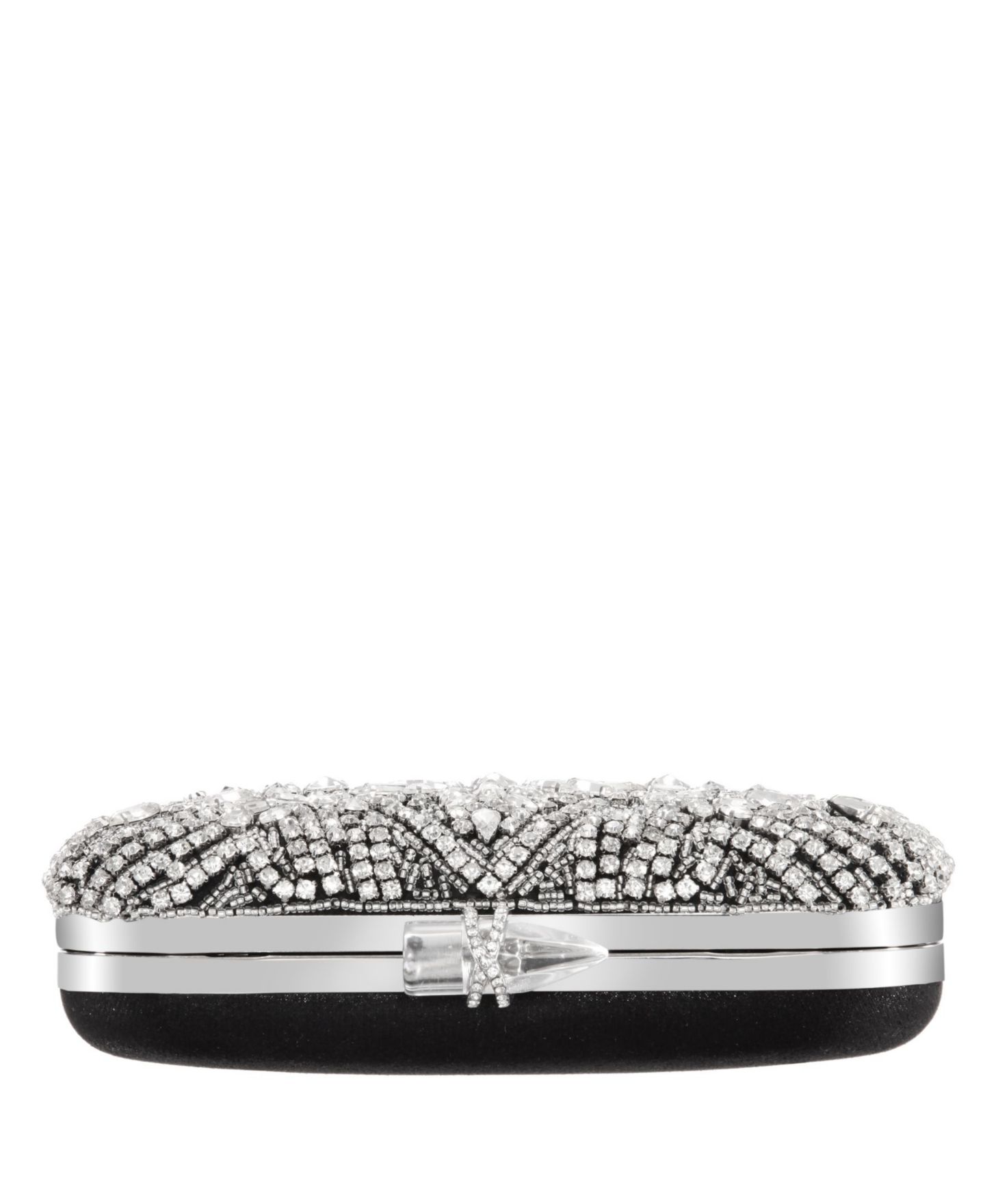 Женские клатчи Nina Crystal Embellished Minaudiere, цвет: Чёрный / Белый — фото 6