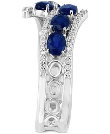 LALI Jewels - Sapphire (1-1/3 ct. t.w.) & Diamond (1/5 ct. t.w.) Bypass Ring in 14k White Gold