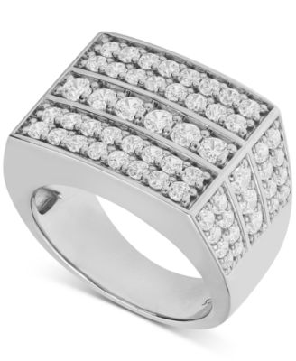 Macy's - Men's Diamond Square Cluster Ring (3 ct. t.w.) in 10k White Gold
