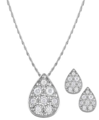 Sterling Silver .05 CTTW Diamond on sale Pear Teardrop Pendant Necklace