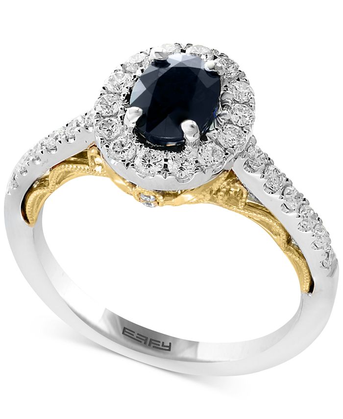 EFFY Collection - Sapphire (7/8 ct. t.w.) & Diamond (1/2 ct. t.w.) Ring in 14k Gold & White Gold