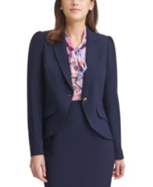 Puff-Shoulder Cutaway Blazer