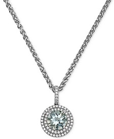 EFFY® Aquamarine (1-5/8 ct. t.w.) & Diamond (1/4 ct. t.w.) 18" Pendant Necklace in 14k White Gold