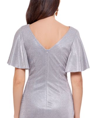 Betsy & Adam Metallic Draped Sheath Dress