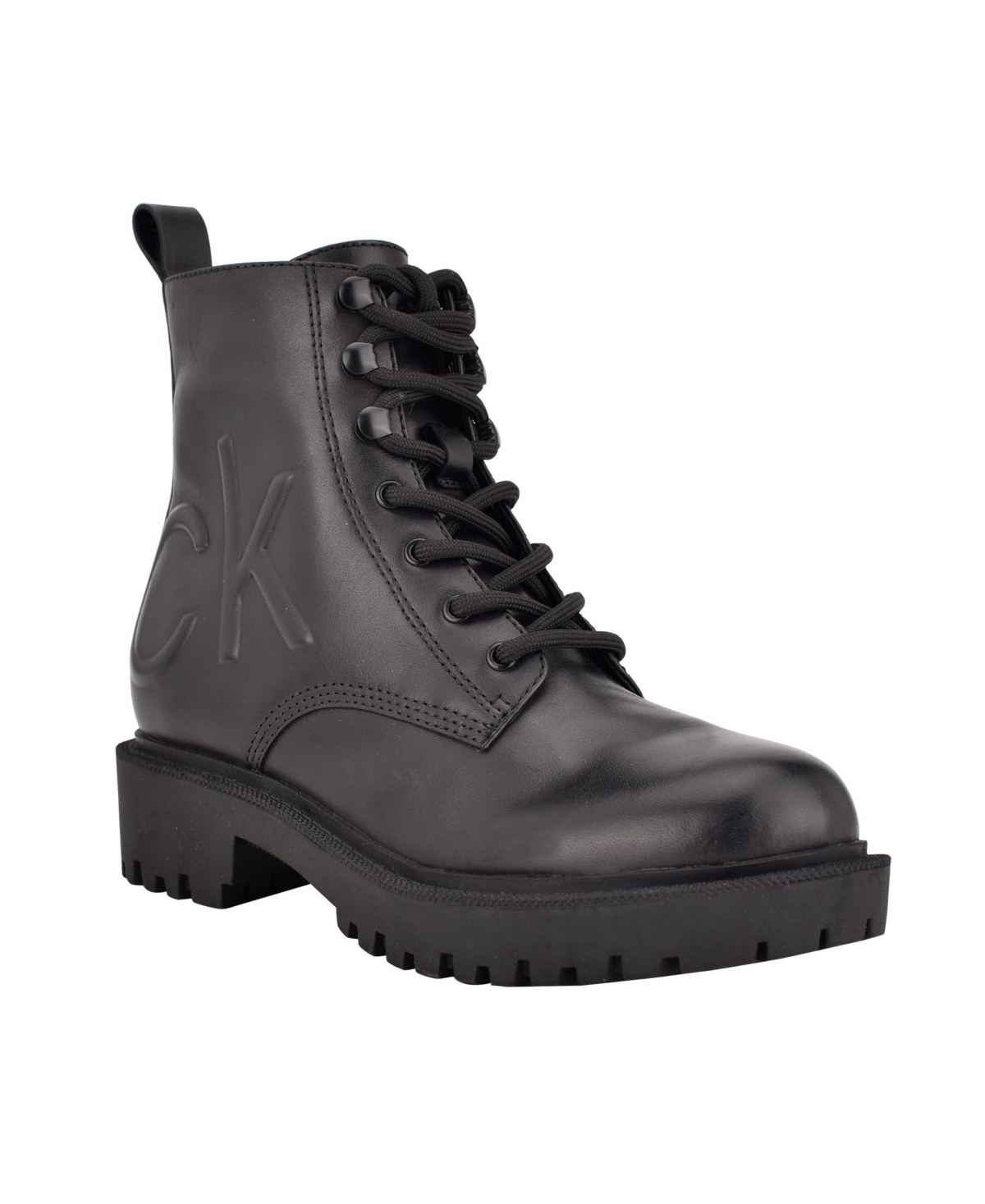 UPC 195972016019 product image for Calvin Klein Women's Kamry Lace Up Logo Lug Sole Combat Booties Women's Shoes | upcitemdb.com
