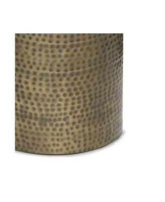 Corbin 16.1" Antique Gold Iron Wide Industrial Metal Side Table