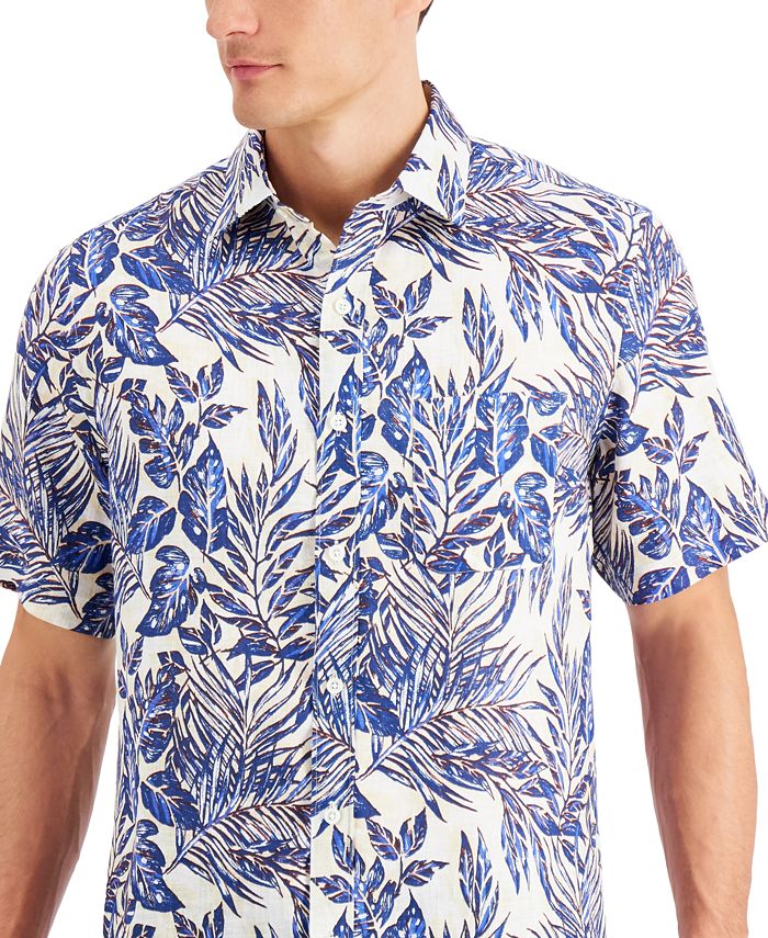 Club Room Men's Foliage Floral Linen Shirt, Created for Macy's - Macy's