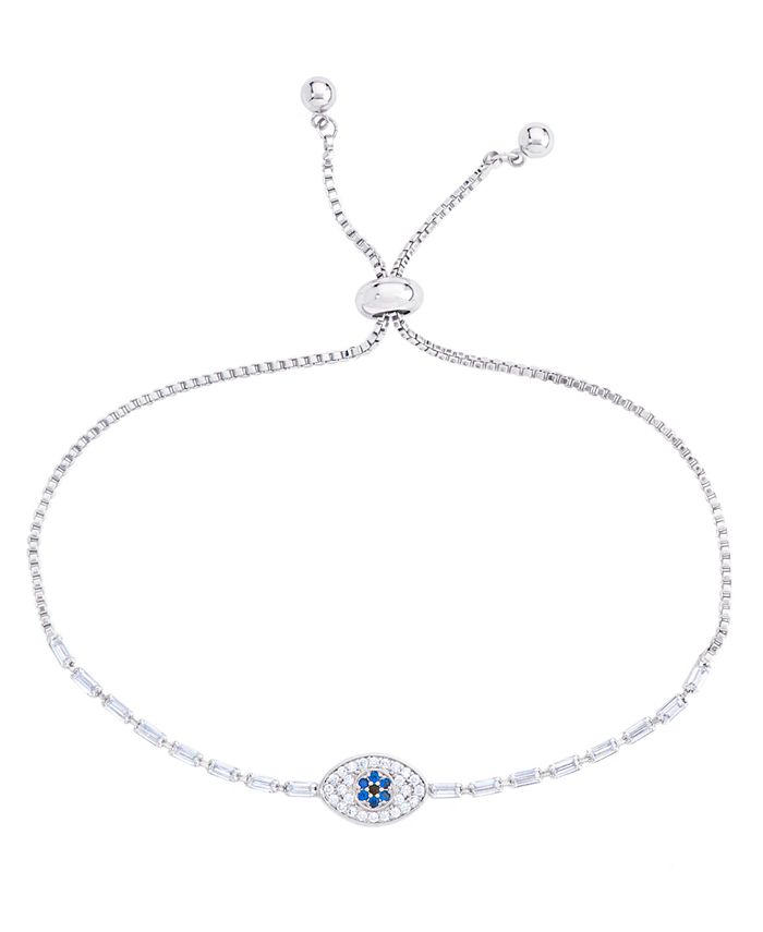 Macy's Cubic Zirconia Evil Eye Adjustable Bracelet in Silver Plate Macy's