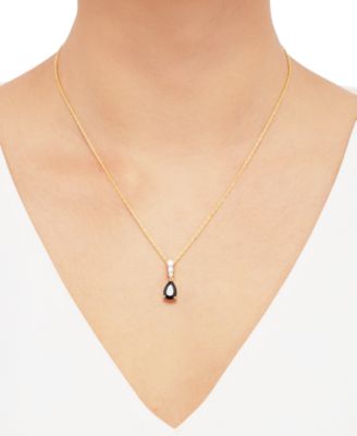 Onyx & Cubic Zirconia 18" Pendant Necklace in 14k Gold-Plated Sterling Silver
