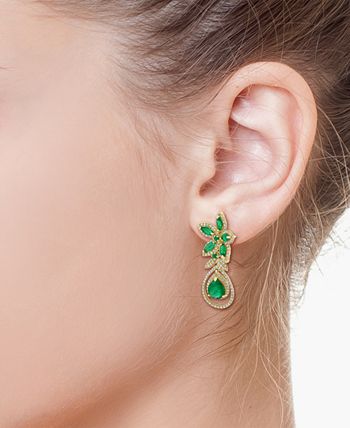 EFFY Collection - Emerald (5-1/4 ct. t.w.) and Diamond (1-1/4 ct. t.w.) Teardrop Earrings in 14k Gold or 14k White Gold