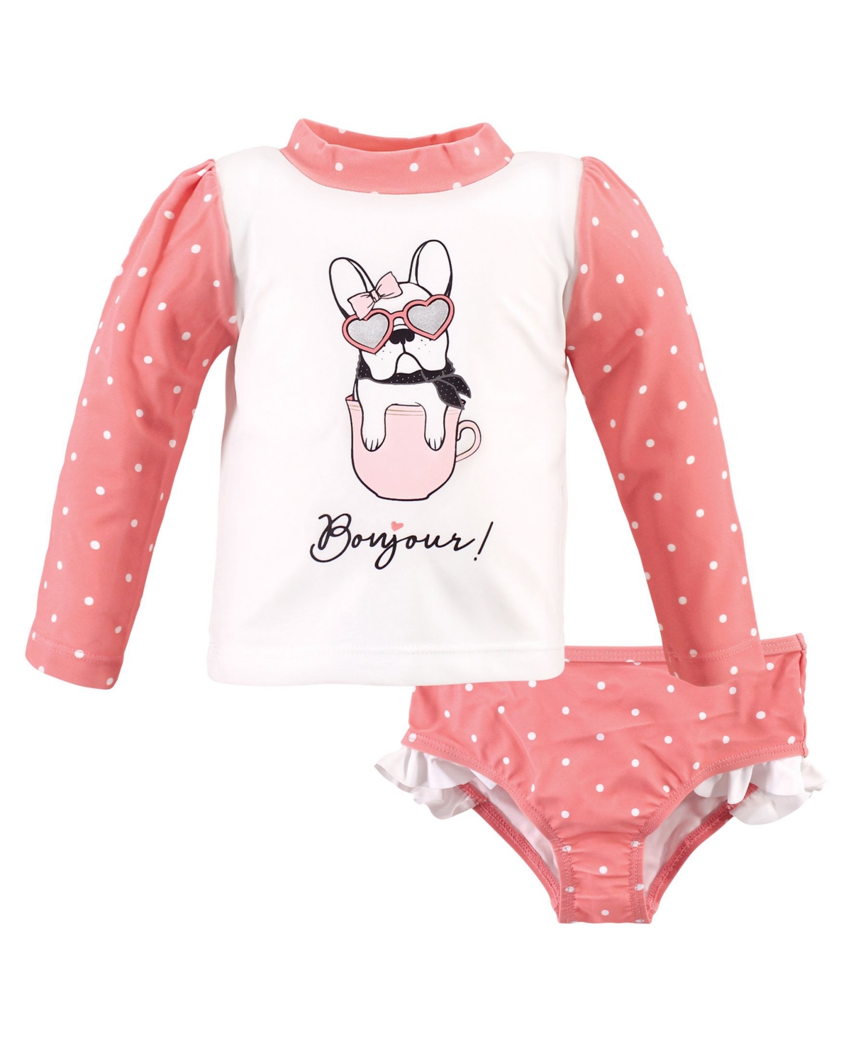 Hudson Baby Baby Girls Hudson Swim Rashguard Set, Dainty Flower Pink, 3-6 Months - Bonjour