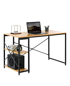 Industrial Rectangular Home Office Computer Desk with 2 Side Shelves