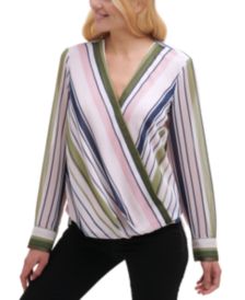 Striped Faux-Wrap Top