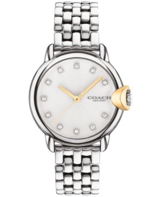 COACH Women's Arden Silver-Tone Stainless Steel Bracelet Watch, 32mm ...