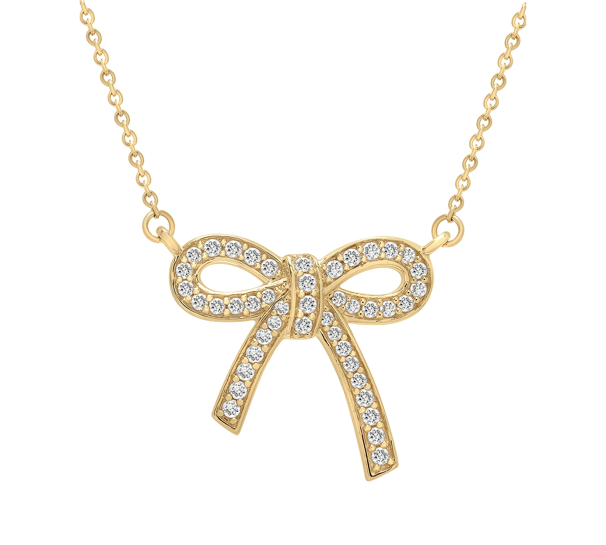 Diamond Bow Pendant Necklace (1/4 ct. t.w.) in 14k Yellow or Rose Gold, 17-3/4" + 2" extender, Created for Macy's - Yellow Gold