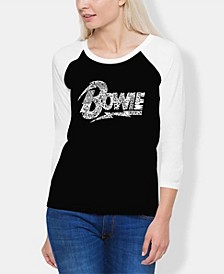 Women's David Bowie Logo Raglan Baseball Word Art T-shirt
