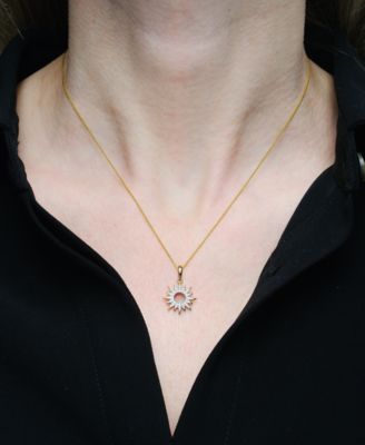 Diamond Sun Pendant Necklace (1/10 ct. t.w.) in 14k Gold Created for Macy's (Also available in Black Diamond)