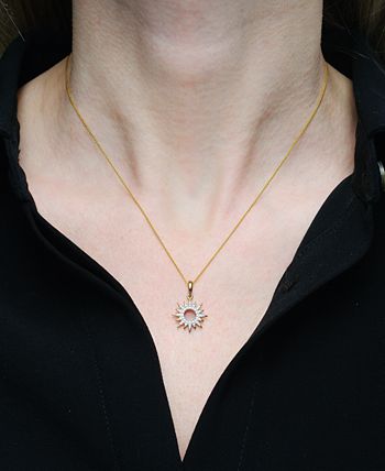Wrapped Diamond Sun Pendant Necklace (1/10 ct. t.w.) in 14k Gold 