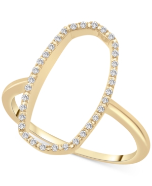Shop Wrapped Diamond Open Oval Frame Ring (1/10 Ct. T.w.) In 14k Gold Or 14k White Gold, Created For Macy's In Yellow Gold