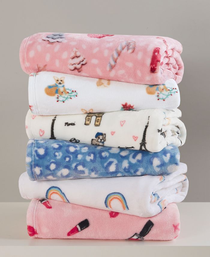 Whim by Martha Stewart Printed Plush Throw, Created for Macy's Macy's