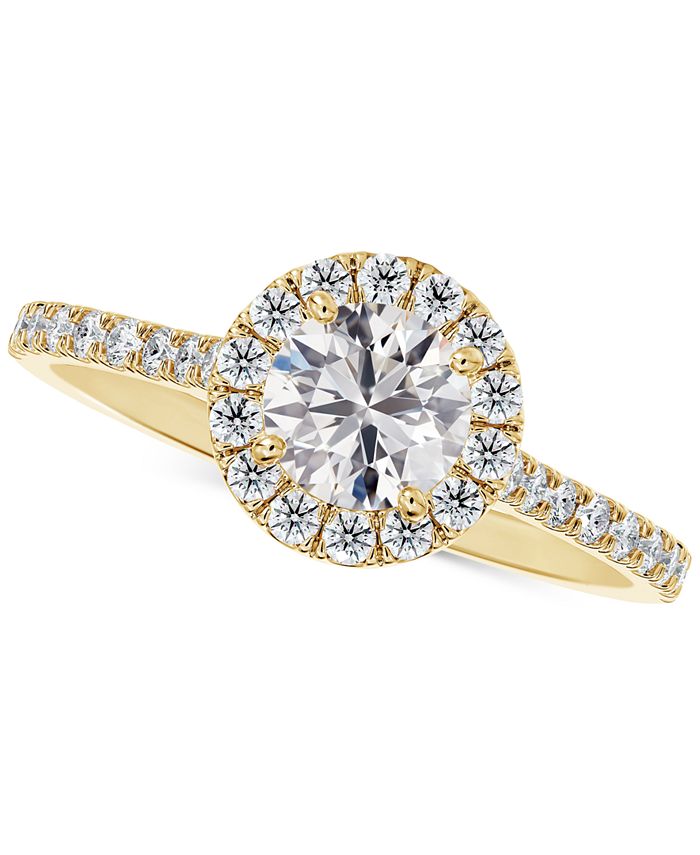 De Beers Forevermark - Diamond Halo Pav&eacute; Band Engagement Ring (1/2 ct. t.w.) in 14k Gold