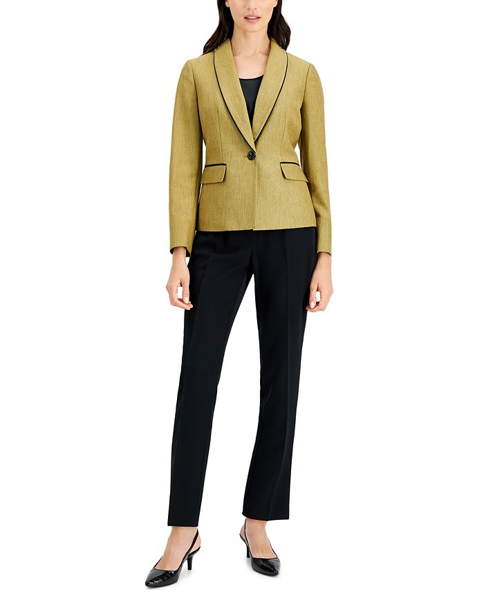 Le Suit One-Button Contrast Pantsuit, Regular & Petite Sizes - Macy's