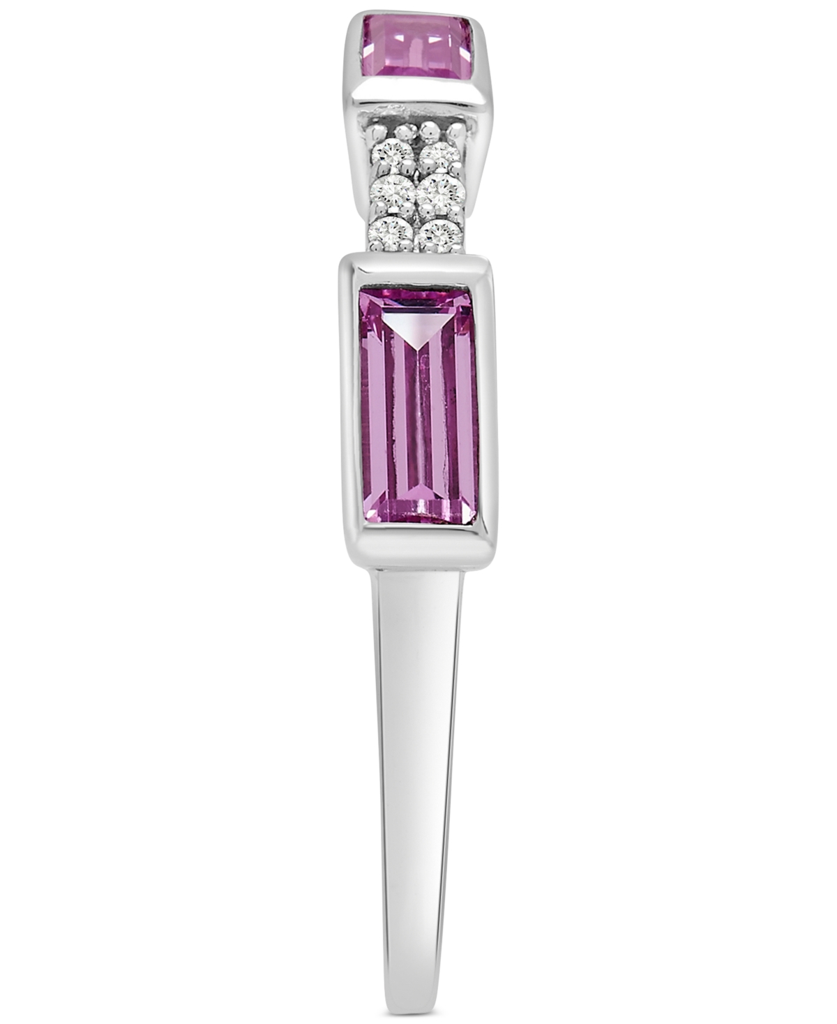 Lab-Grown Blue Sapphire (7/8 ct. t.w.) & Diamond (1/20 ct. t.w.) Ring in Sterling Silver (Also in Lab-Grown& Blue Topaz) - Pink Sapphir