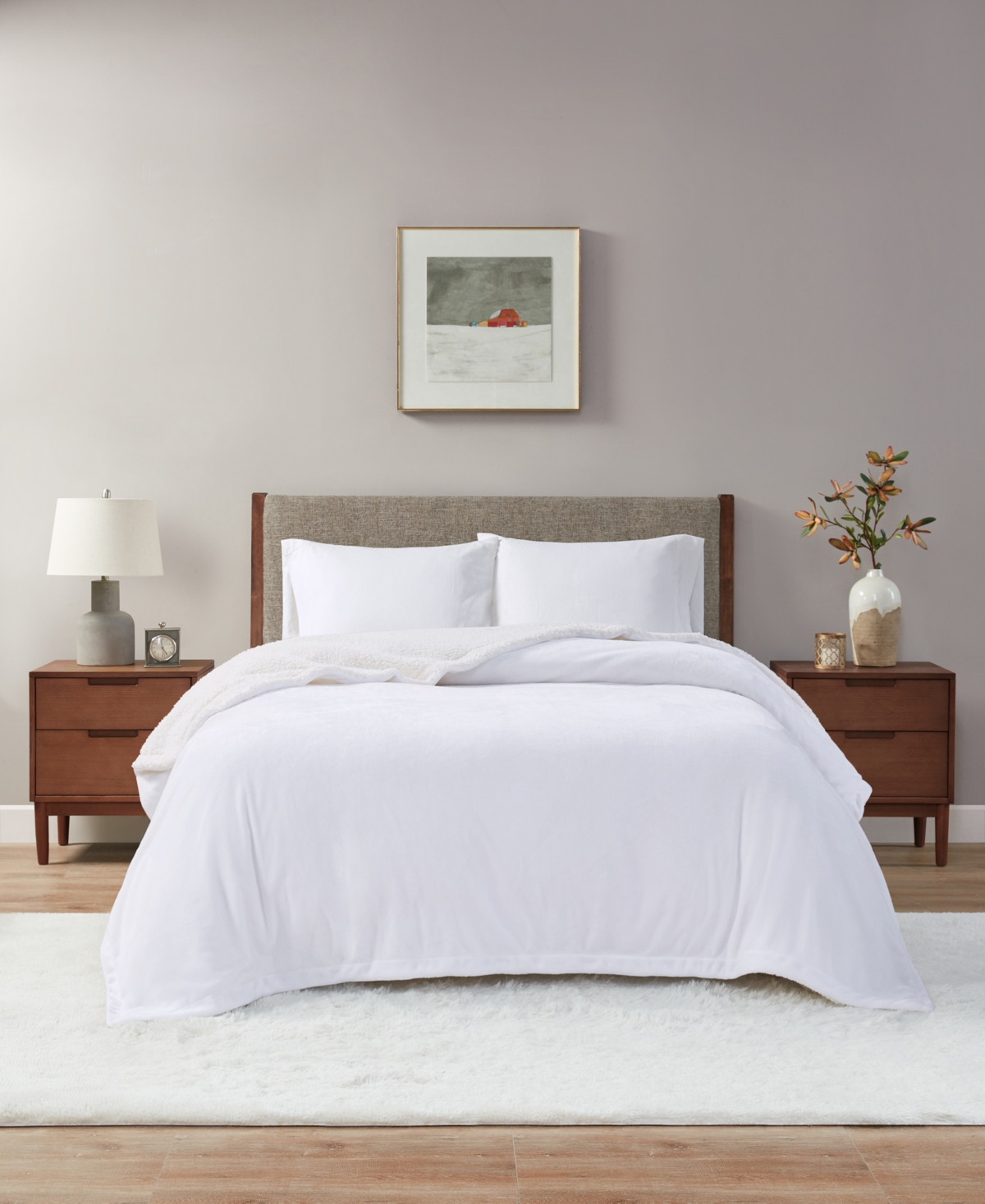 Charter Club Sherpa Plush Blanket, King, Created For Macy's In Classic White ModeSens