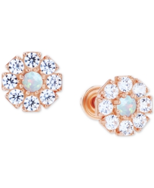 MACY'S LAB-GROWN OPAL (1/20 CT. T.W.) & LAB-GROWN WHITE SAPPHIRE (1/2 CT. T.W.) STUD EARRINGS