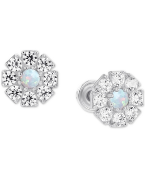 MACY'S LAB-GROWN OPAL (1/20 CT. T.W.) & LAB-GROWN WHITE SAPPHIRE (1/2 CT. T.W.) STUD EARRINGS