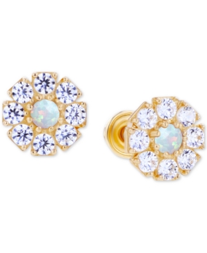 MACY'S LAB-GROWN OPAL (1/20 CT. T.W.) & LAB-GROWN WHITE SAPPHIRE (1/2 CT. T.W.) STUD EARRINGS