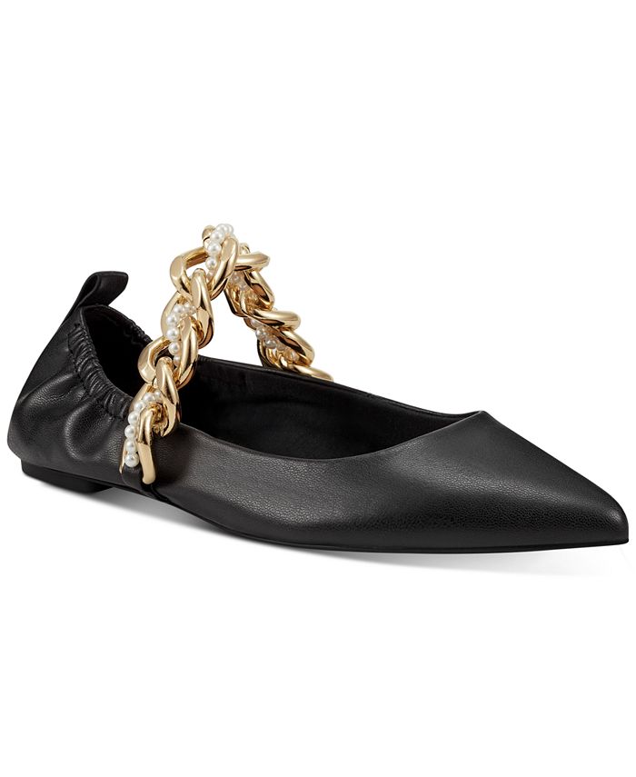 INC International Concepts Women s Anya Chain Pointed Toe Flats