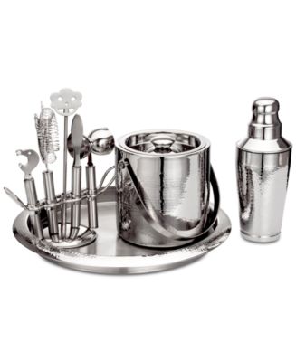 Godinger Hammered Stainless Steel 9-Pc. Barware Set - Macy's